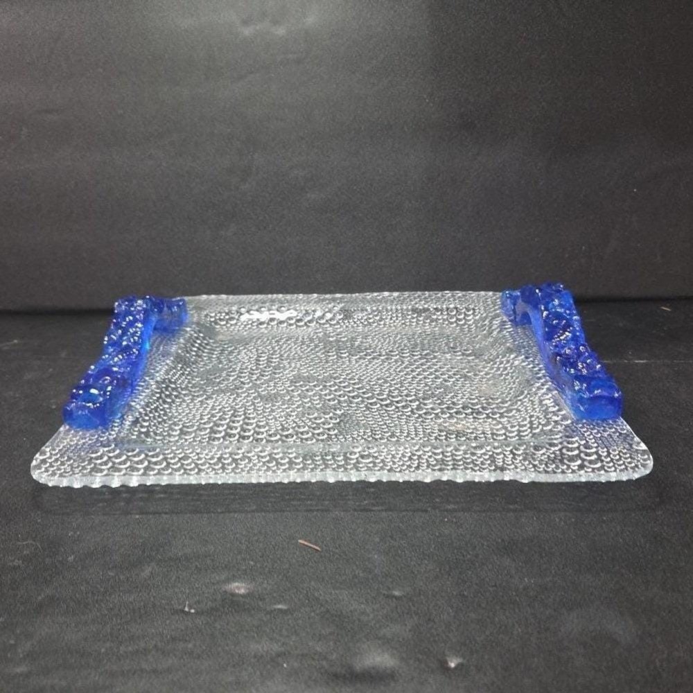 Riverside Studios‎ Handmade Tray, Cobalt Blue Handles, Textured Bubble Platter - Picture 9 of 12